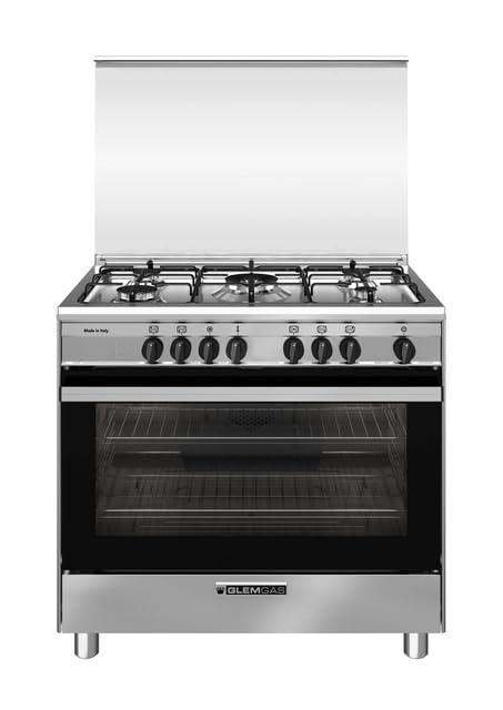 Glem Gas SA965MI6 Cucina a Gas con Forno Elettrico Multifunzione, Acciaio Inox