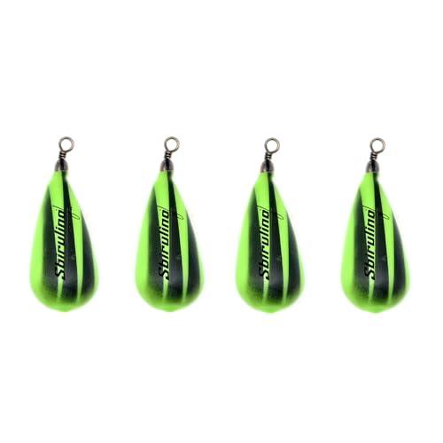 Sbirulino® Piombo Plastificato a Pera con Girella Inox Set 4 pezzi - Diverse colorazioni (Verde-Nero, 125gr)