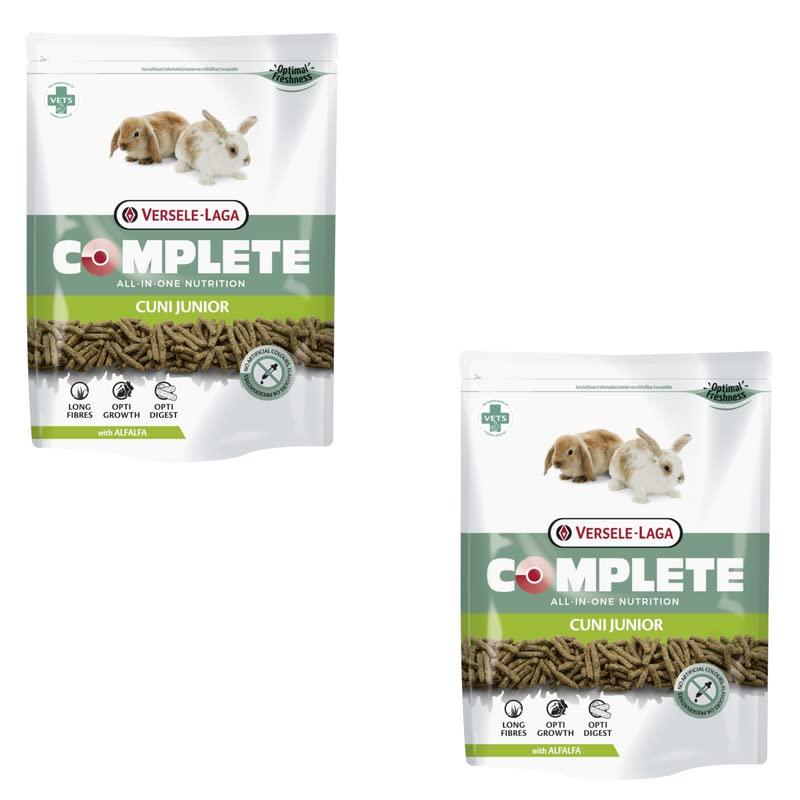Versele-Laga Complete Cuni Junior | Confezione doppia | 2 x 500 g | Alimento completo per conigli tra 0 - 8 mesi | Gustosi pellet all-in-one | Con fibre lunghe