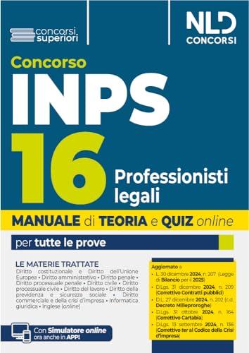 Concorso INPS 16 professionisti legali. Manuale teoria + quiz online per tutte le prove