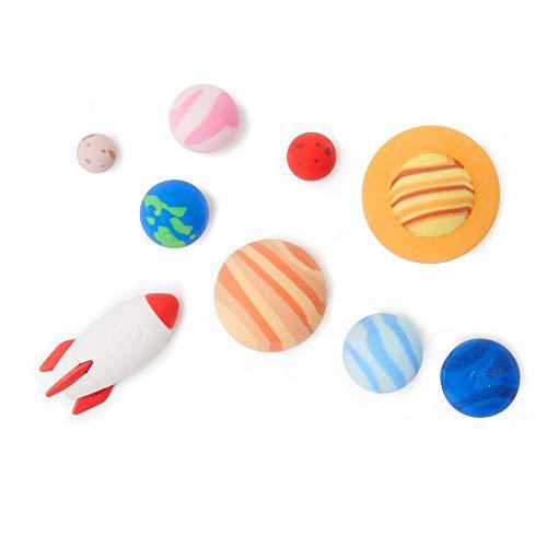 Legami - Solar System, Set di 9 Gomme, 0,8x3,5 cm, Gomme a Forma di Razzo, Pianeti, Sole, per Cancellare con Precisione