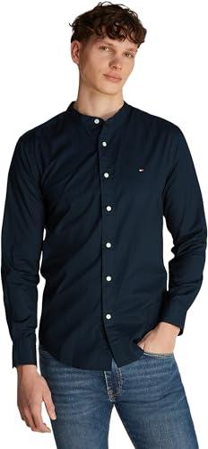 Tommy Hilfiger Camicia Uomo Flex Poplin Solid Mao Regular Fit, Blu