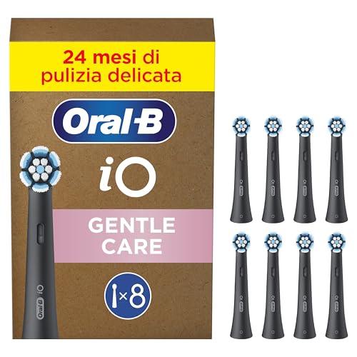 Oral-B iO Gentle Care Testine di Ricambio Nere, 8 Pezzi