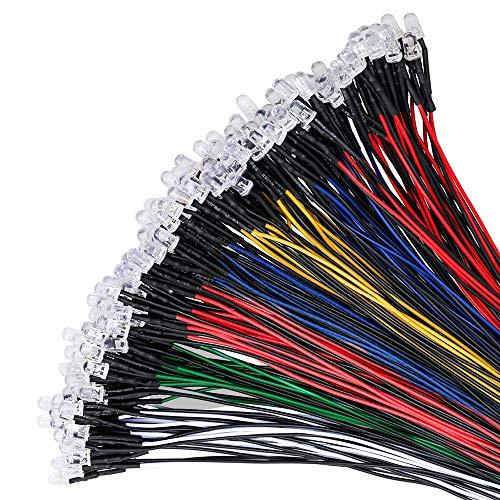 YIXISI 100 Pezzi Diodo LED Precablati 12V - Kit Assortito 5 Colori