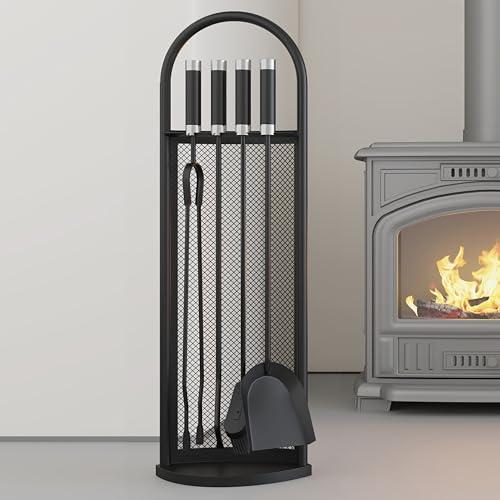 Kingson - Set Accessori per Caminetto 5 Pezzi Nero