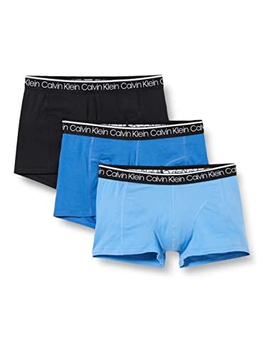 Calvin Klein Surge Trunk 3pk Uomo, Nero/Delft/Silver Lake Blue, M [Amazon Exclusive]