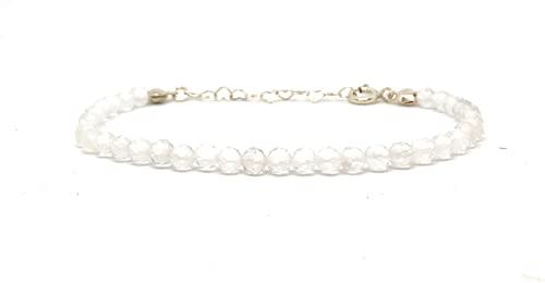 Bracciale in Quarzo Bianco e Argento Sterling 925 Regolabile