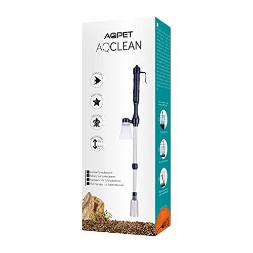 AQPET AQCLEAN Aspirarifuiti per Pulizia Fondo Acquario a Batteria Incluso Alimentatore 12 V, Nero