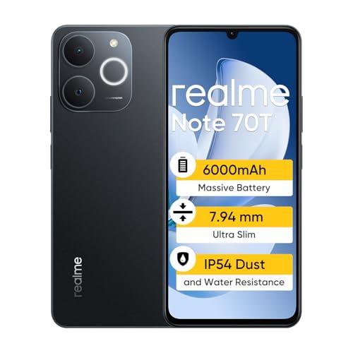 Realme Note 70T Smartphone Nero (4+128GB) - Batteria 6000mAh, Schermo 90Hz, Chipset UNISOC T7250, IP54, NFC