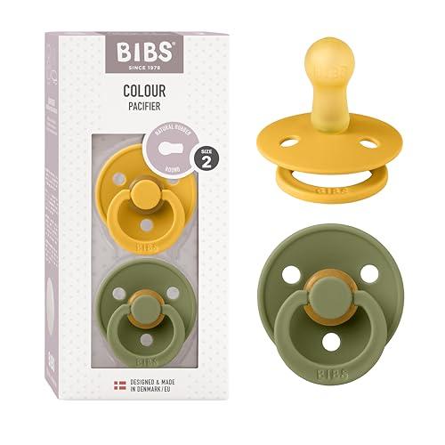BIBS Colour Ciuccio - Confezione da 2 - Misura 2 (6-18 mesi) - Honey Bee/Olive