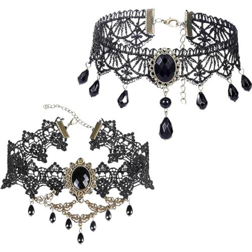 LYQNIHOB Collana Girocollo Gotica in Pizzo - Set 2 Pezzi