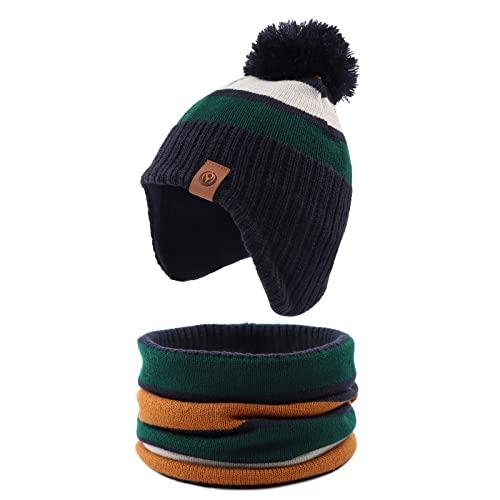 XIAOHAWANG Strisce Inverno Beanie Cappello Lavorato a Maglia