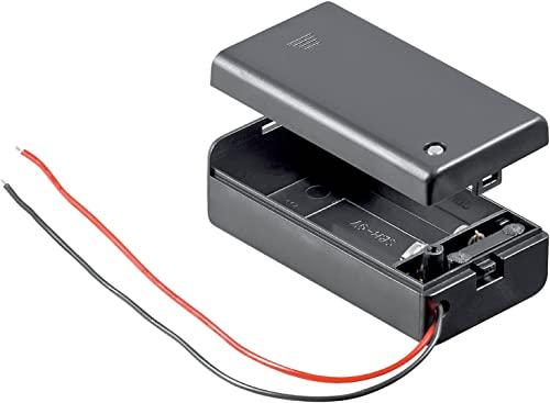 CABLEPELADO Porta batterie 9 V con coperchio | Supporto batteria 6LR61 | Include cavo da 200 mm | Tensione totale: 9 V (9 V per batteria) | Adatto per Arduino | Connettore DC 5,5 x 2,1 mm.