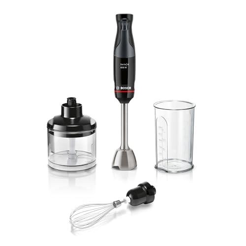 Bosch ErgoMaster Serie 4 Frullatore ad immersione, MSM4B621, 1000 Watt, controllo dinamico della velocità, QuattroBlade System, nero