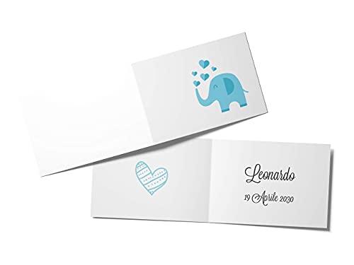 110 Biglietti Bomboniera Elefante Azzurro Battesimo