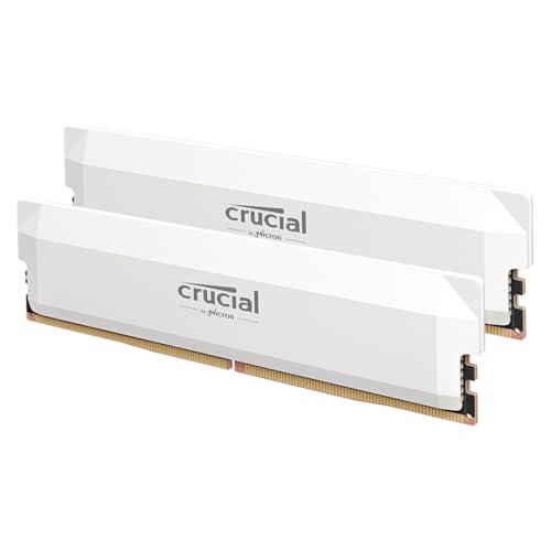 Crucial Pro RAM DDR5 32GB Kit (2x16GB) 6000MHz CL36, Memoria Overclocking Gaming, Intel XMP 3.0 / AMD EXPO, Memoria PC RAM DDR5 32GB, Bianco - CP2K16G60C36U5W