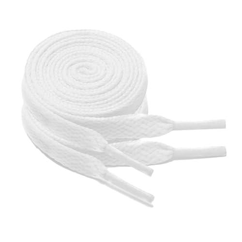 GOODSALEOK 2 Paia di Lacci Scarpe Piatti 8mm per Sneakers, Scarpe Casual, Bambini e Adulti - Bianco 100cm