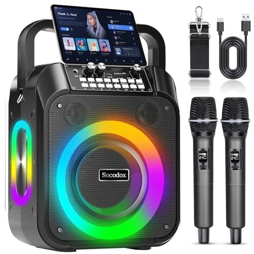Altoparlante Karaoke Portatile 60W con 2 Microfoni Wireless