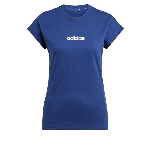 Adidas Essentials Linear Cotton T-Shirt Donna, Blu Scuro/Bianco