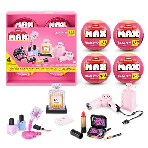 Max Build More Premium Beauty Collection Confezione da 4 by ZURU: Giocattolo da unboxing e mattoncini da collezione, fino a 588 pezzi. Design eleganti da costruire.