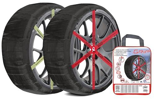 Grip Catene da Neve Tessile Taglia 560 - Set da 2 con Guanti
