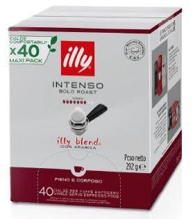 Caffè Illy Cialde Carta 44mm Monodose Tostato Intenso (Ex Tostatura Scura) Caffè 100% Arabica (40)