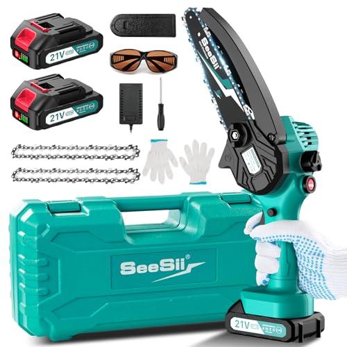 Seesii Mini Motosega a Batteria Portatile da 6 Pollici CH610