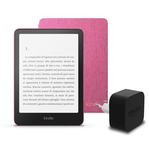 Kindle Paperwhite (versione 2024) da 16 GB con pubblicità, custodia in tessuto Amazon e alimentatore Amazon Powerfast da 9 W