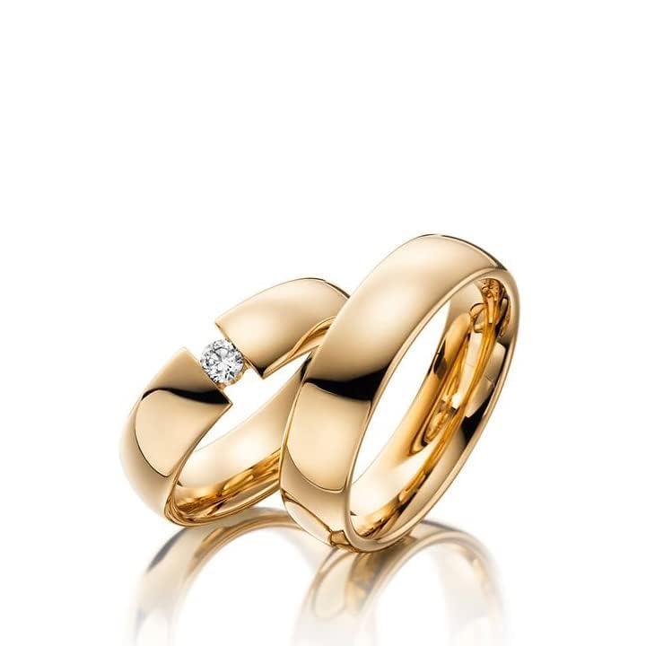 Set di Fedi Nuziali Abbinate Placcate in Oro 14K e Argento 925 Personalizzabili