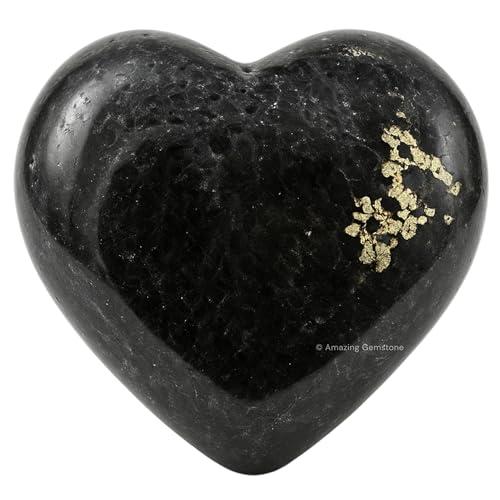 Pietra di Nuummite a Forma di Cuore - Cristallo di Alta Qualità per Crescita Spirituale e Allevio dello Stress