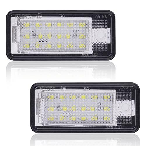 URAQT Luci Targa per Auto, 12V Lampada 24 LED 3528-SMD Canbus Nessun Errore, 6000K Bianca per A/udi A3 S3 A4 S4 A6 S6 A8 S8 Q7 RS4