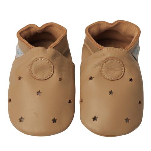Dotty Fish Scarpe in Pelle Morbide Stelle Mocha 6-12 Mesi