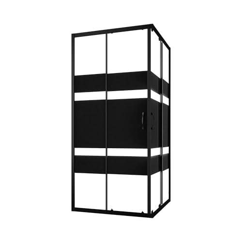 Box Doccia Angolare 70x70 cm Vetro Serigrafato Nero Mod. Willis