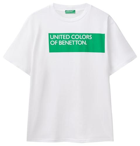 United Colors of Benetton T-Shirt Bianca con Logo Effetto Rilievo
