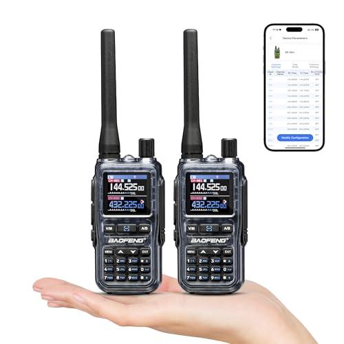 BAOFENG GT-5R Mini 5W Radio Doppia banda, Walkie-Talkie VHF/UHF, Programmazione tramite app wireless, 999 Canali, Doppio PTT, Porta di ricarica USB-C, Ricevitore Airband/FM (confezione da 2)
