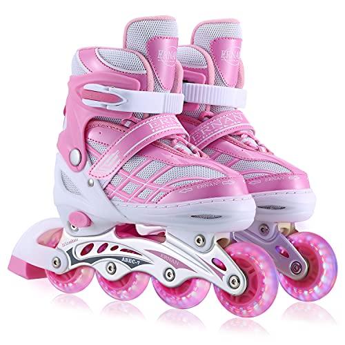 Pattini in Linea Regolabili per Bambini con Ruote Luminose - Rosa