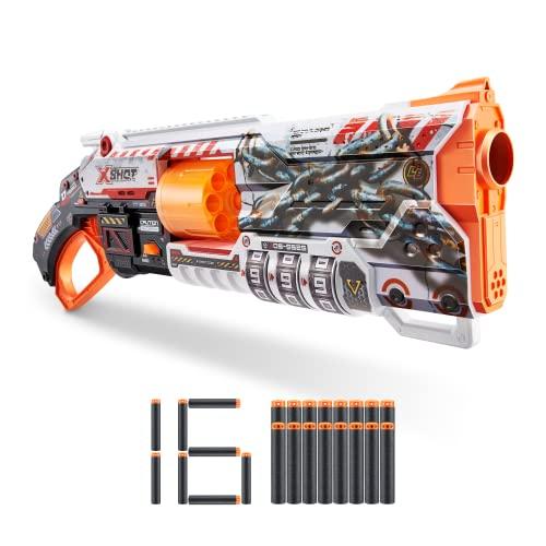 X-Shot Skins Lock Blaster da ZURU con 16 freccette, canna rotante, tecnologia Air Pocket Dart