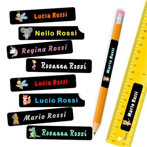 Etichette Adesive Personalizzate Colorate Scuola - Rosa (108 pz.)