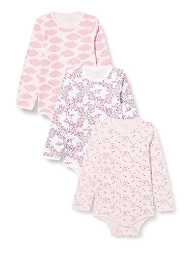 Care Body LS - AOP (3-pack), Body Manica Lunga Unisex - Bimbi 0-24, Multicolore Dusty Pink (505), 0-1 mesi