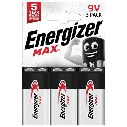 Energizer Max 9V - Pacco da 3 Batterie Alcaline