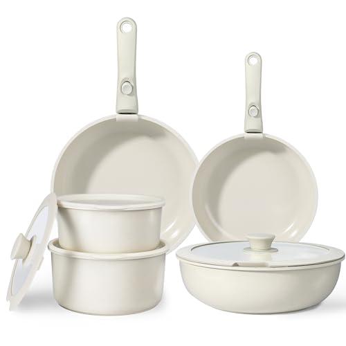 GiPP Set di Pentole e Padelle Ceramiche Antiaderenti 11 Pezzi con Manico Amovibile