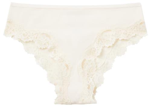Culotte United Colors Of Benetton In Cotone Elasticizzato Fantasia, Con Pizzo E Elastico Rigato Lurex, Slip Donna