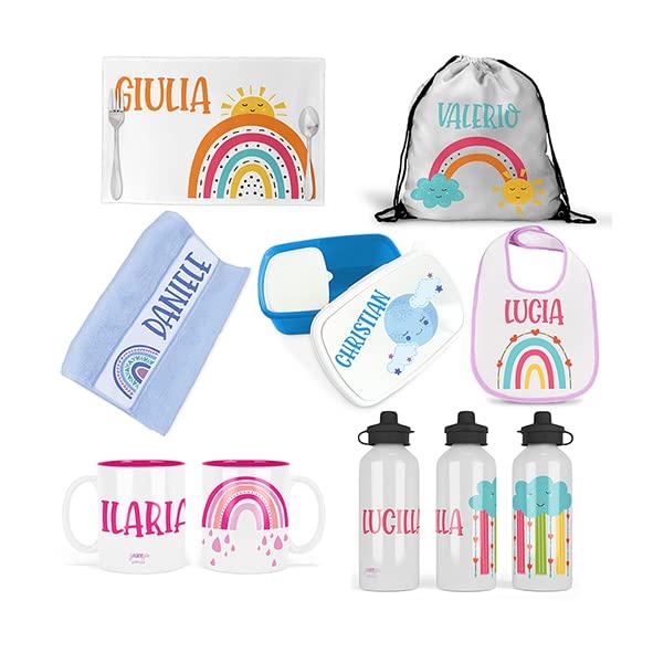 Set Coordinato Personalizzato Arcobaleno Boho per Asilo e Scuola