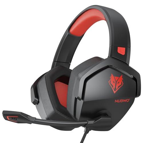 NUBWO Cuffie Gaming per PS4, PS5, PC, Xbox One, Cuffie con Microfono Over-Ear con Cancellazione del Rumore - Rosso