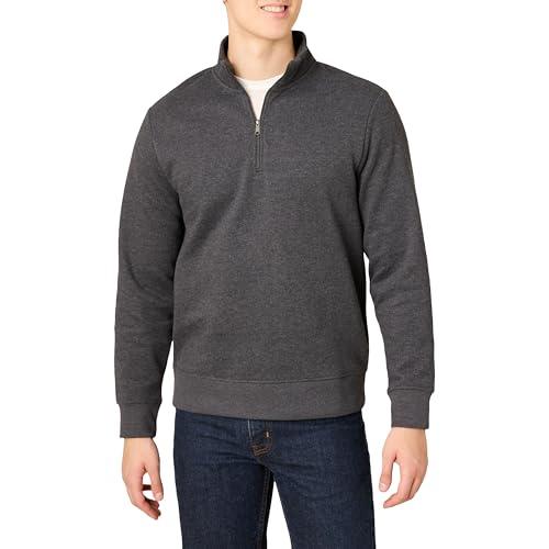Amazon Essentials Felpa in Pile da Uomo a Maniche Lunghe con Zip a Un Quarto, Grigio Antracite, L