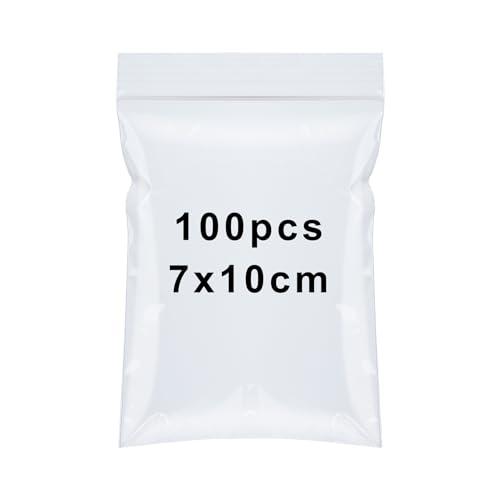 100 pezzi Sacchetti Plastica Richiudibili Bustine Trasparenti Piccole 7 * 10cm Sacchetto Sigillato Chiusura Ermetica Piccoli Polietilene con Zip Bags