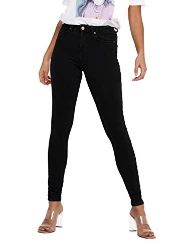 ONLY Onlpower Mid Push Up SK BB Rea3659 Jeans Donna, Nero