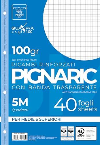 Ricambi Pigna Quaxima con Banda Rinforzata - Quadretti 5mm - 40 Fogli