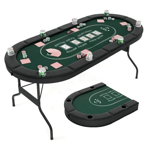 Tavolo da Poker Pieghevole HOMASIS per 8 Giocatori con Portabicchieri