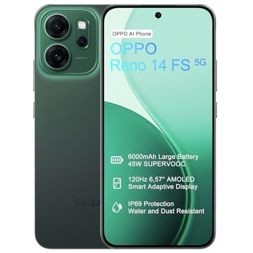 OPPO Reno14 FS 5G Verde - Smartphone Android con Fotocamera AI 50MP e Batteria 6000mAh